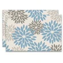 A Set Of 4/6pcs Spring And Summer Placemats Designed With Colorful Spring Flower Patterns, Woven From 100% Polyester Fiber, Machine Washable Polyester Placemats With Multiple Color Patterns To Choose From, Heat-Resistant, Stain Resistant, Waterproof, Easy To Clean, Suitable For Coffee Table Decoration, Holiday Party Decoration, Table Protection, Kitchen And Living Room Decoration