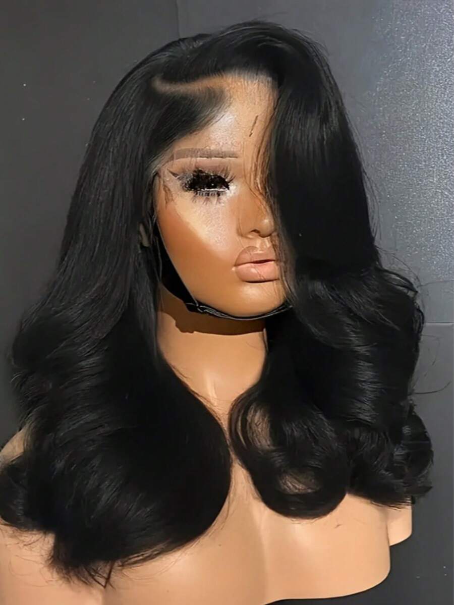 200% Density Body Wave Lace Front Human Hair Wig -   Pre-Plucked 13x4 Closure, Natural Black Long Wavy Hair For Women, Beginner-Friendly - Natural Black - View 1