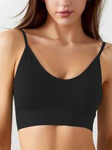 Set de 3 bras deportivos sin costuras con estampado de rayas, sujetador sin aros cómodo y sexy con diseño de espalda de tirantes anchos para mujeres