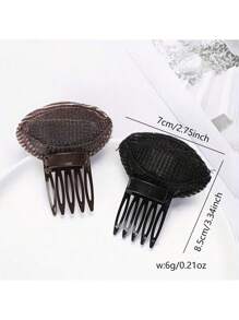 1pc Women Bangs Poof Hair Clip, Simple Solid Color, For Daily Headpiece Styling, Black-Brown,Hair Accessories