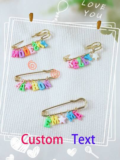 1 pièce Broche pendentif personnalisée de couleur bonbon, lettre colorée personnalisée, mini pentagramme, nom personnalisé, broche personnalisée, épingle antidérapante personnalisée, petit cadeau personnalisé
