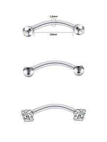 3 chiếc khuyên rốn nhỏ bằng thép không gỉ 316L 14G dành cho nữ, khuyên rốn nhỏ bằng thép không gỉ, trang sức xỏ khuyên Rook, khuyên lông mày, khuyên cong không gây dị ứng, 6/8/10/12/14/16/18mm - Nhiều màu - Xem 5