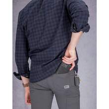 Leather RFID Trifold Wallet With Id Window - Black/Bullard - View 4