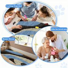 Fabric Spring Moss Carpet Latch Hook Kits, White And Green Colorful Printed, For DIY Rugs, Home Decor, All Seasons, Plants Theme, Family Art Supplies, Festival Gif