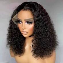 250% Density Jerry Curly Wave Bob Wig Human Hair Lace Front Wigs For Women Upgraded No Glue 13x6 Lace Closure Short Curly Bob Wig Put On And Go Wigs Human Hair Pre Plucked Pre Cut For Beginners - Natural Black - 查看 2