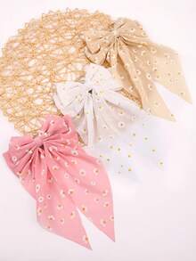 1pc Multicolor Bow Hair Clips For Girls,Tulle Flowers Print Alligator Clips Hair Bows,Fashion Hair Accessories For Girl Daily Wear - Bow Hairpin - View 2
