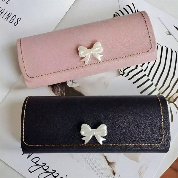 1pc Minimalist Bowknot Eyeglass Storage Box, Plastic Glasses Case With 3D Bowknot Decor, Portable , Fashion Eyewear Organizer, Suitable For Mother's Day, Birthday Gifts, Eyeglass Wearers