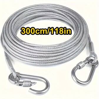 1 JUEGO de Tendedero de acero inoxidable, portátil para lavandería interior/exterior, accesorios de campamento, baño e ideal para dormitorio - Correa para perro - Multiusos, cuerda de alambre de acero galvanizado - Grosor de 2mm