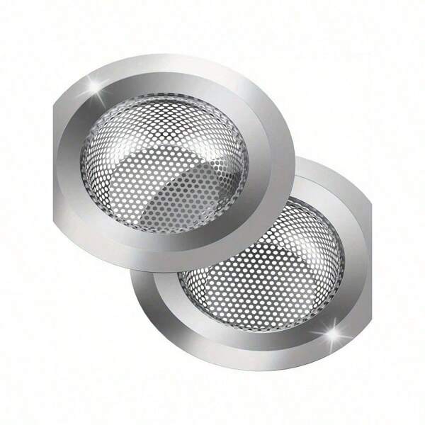 2pcs Stainless Steel Kitchen Sink Strainer For Washing Vegetables - Large Size, Diameter 4.5 Inches, Anti-Clogging Microporous Type, Wide-Edge Drainage Filter