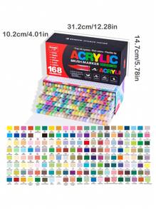 Guang Na1 Set Of 12/24/36/72/168 Colors Felt Acrylic Paint Markers Pens, They Won't Pierce The Paper And Leave Almost No Traces, Automatic Ink System, Rich Colors, Clear Coloring Pages, Colour Can Be Stacked, Powerful Coverage, Pen Tip Flexible Soft, Can Draw Freely In Coarse And Fine