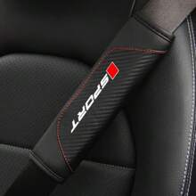 2pcs Customized Logo Carbon Fiber Leather Car Seat Belt Shoulder Pad Covers