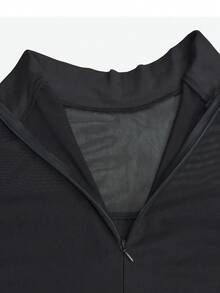 Elegant Women Full Sleeve Rhinestone Mesh High Side Split Mermaid Maxi Long Prom Dress Evening Sexy Party Wedding Guest Dress ,Gown,Formal - Black - View 6