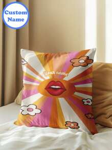 1pc Nome Personalizado Impresso DIY Fronha, Personalizado Single-Side Printed Pillow Cover Para Família, Crianças, Animal de Estimação, Amigos. Perfeito Para Casamento, Festival, Festa, Dia das Mães, Dia dos Pais, Ação de Graças, Sala de estar Sofá, Quarto Capa de Almofada Decorativa