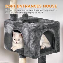 DOGAT Árbol para gatos de 100 cm con postes de arañar de sisal, una hamaca cómoda, una percha-cama superior desmontable y una pelota de juguete reemplazable para gatitos y gatos adultos. - Gris Oscuro - Ver 6