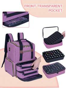This Nail Polish Storage Backpack Can Hold 80 Bottles (15ml/0.5 Fl Oz) Of Nail Polish And One Manicure Lamp, With 2 Detachable Storage Bags And 6 Tool Compartments, Making It An Ideal Travel Companion For Nail Technicians And Beauty Enthusiasts, As Well As A Great Gift For Women, Christmas, And Other Occasions. - Multicolor - View 5