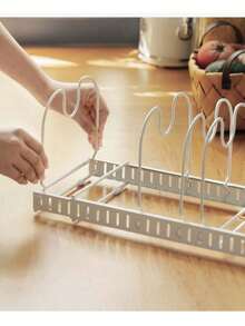 주방 랙 리트랙터블 조절식 냄비 수납 랙 카운터탑 냄비 랙 냄비 뚜껑 랙 볼 및 접시 랙 리트랙터블 냄비 뚜껑 랙 냄비 랙 카운터탑 앉아있는 칼질 보드 랙 다기능 주방 배수 수납 랙 - 공간 수납 - 냄비 뚜껑 랙 - 리트랙터블 랙 - 블랙 - 보기 2