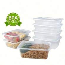 50pcs Food Storage Containers With Snap Lids - 50ml, Stackable And Microwave Safe, Suitable For Meal Prep And Takeout, Durable Rectangular Bento Boxes For Healthy Eating, Meal Prep Containers