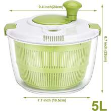 Grand essoreuse à salade, séchoir rotatif pour fruits et légumes avec poignée confortable, couvercle verrouillable et base antidérapante, lave-légumes , bol pour laver et sécher les salades et les fruits.