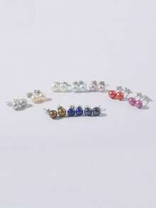 1 对 925 纯银 5-6 毫米天然养殖淡水珍珠耳钉，简约优雅的女士耳环，经典百搭的礼物