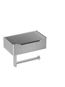 1 pieza Portarrollos de papel higiénico negro con estante de almacenamiento extensible, dispensador de papel de pared de acero inoxidable 304 fácil de instalar sin necesidad de taladrar, organizador de baño y cocina, decoración de verano para el baño