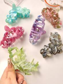 Set de 6 pasadores de pelo con diseño de flores bohemias grandes y patrón de mármol colorido, accesorios de pelo de verano/primavera para mujer, pinzas de pelo, ganchos de pelo, sujetadores de pelo, clips de pelo para vacaciones y atuendos de mujer - Multicolor - Ver 5