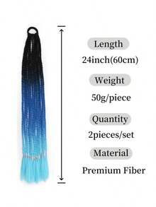 2-Pack Handwoven Colored Ponytail Wig 24-Inch Rubber Band Colored Braid Hair Extensions Ladies Party Role Play Holiday Dress Stage Show Accessories Three-Strand Braid Wig - SC9 - 查看 4