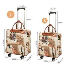 16" 18" Wheeled Travel Trolley Bag Foldable Rolling Duffle Bag Poarge Luggage Carry On Underseat Soft Suitcase - Khaki Tower - 查看 4