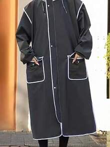 1pc Electric Bicycle Extended Rain Coat With Hood Insulation,Galentines,Puppy,Carnival,Party Decorations,Spring Summer Picks,Brides Maid Gifts,Room,Bedroom Decor,Beach,Travel,For Men,For Women,Vacation,Cute Stuff - Black - View 6