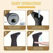 1pc Automatic Soap Dispenser, Battery Powered Wall-Mounted, Liquid Soap Dispenser With Touchless Infrared Sensor, For Bathroom And Hotel Hand Wash, Lotion, Shampoo, Body Wash, Kitchen Dish Soap, Skincare