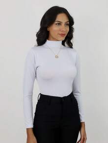 Moderna & Slim Cacharrel Women's Long Sleeve Turtleneck Blouse - Various Colors - 白色的 - 查看 4