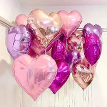 10pcs 18 Inch Heart Shaped Balloons In Rose Red, Light Pink And Lavender, Wedding Decor And Party Decorations - Multicolor - View 5