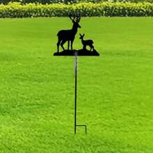 5ml Capacity Black Double Deer Silhouette Rain Gauge, Waterproof Outdoor Garden Lawn Rainfall Meter, Creative Yard Courtyard Decor Weather Station Gardening Tool