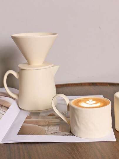 1 set de cafetière manuelle de style japonais, filtre à café en céramique et carafe, pour utilisation à la maison, cadeau pour amis et couples, set de pot à café de style européen pour le partage, retour à l'école