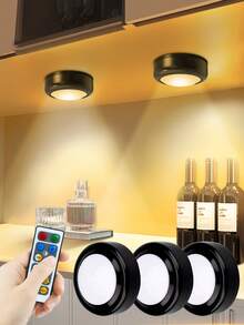 1/3pcs LED Clap Lights, 3 Color Modes, Powered By 3 AAA Batteries & Remote Control Dimmable, Suitable For Bedroom Wardrobe, Kitchen Cabinet, Novelty Night Light, Warm White Natural Lighting - Multicolor - View 3