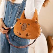Capybara Crossbody Bag Portable Shoulder Bag Purse Cute Plush Bag For Outdoor Party,Stuffed Capybara Plush Bag Cartoon Capybara Plush Animal Handbag