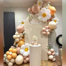 40" Caramel Number Balloon Set, Daisy Flower Balloon Set, Suitable For Wedding, Birthday Party, Anniversary