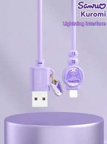Sanrio KUROMI SJ-725 1m Data Cable With Cartoon Pendant, Smart Protection Charging Cable, Portable & Cute Compatible With IPhone 16, 16 Pro Max, 15, 15 Plus, 15 Pro, 15 Pro Max,Compatible With Xiaomi, Compatible With OnePlus Type C
