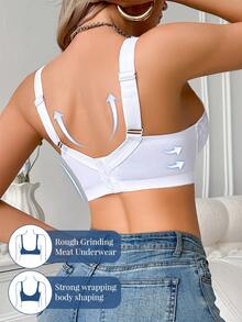 Hersunei 白色舒适文胸，女士内衣，提拉支撑文胸，适合日常穿着 - 白色 - 查看 4