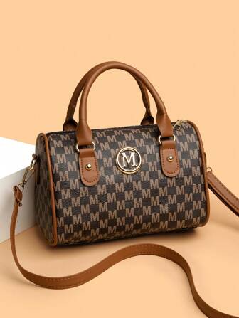 复古“M”字母女士手提包 - 大容量单肩包，轻巧经典多功能钱包
