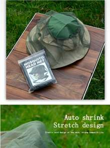 Red mosquitera verde de EVA para exteriores - Malla retráctil automática, transpirable y lavable a máquina, apta para camping y pesca, cortina antimosquitos retráctil automática, gorra antinsectos versátil para exteriores (sombrero no incluido)