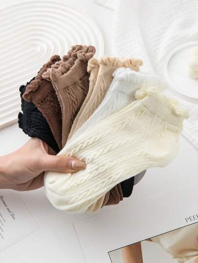 1/5 Pairs Kawaii Lace Trim Ankle Socks, Sweet Lolita Style, Spring