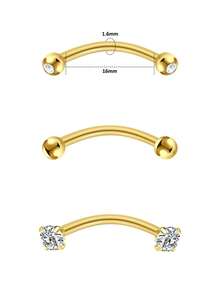3 chiếc khuyên rốn nhỏ bằng thép không gỉ 316L 14G dành cho nữ, khuyên rốn nhỏ bằng thép không gỉ, trang sức xỏ khuyên Rook, khuyên lông mày, khuyên cong không gây dị ứng, 6/8/10/12/14/16/18mm - Nhiều màu - Xem 17