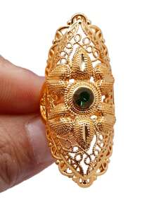 1 pieza Anillo de cobre chapado en oro de 24 quilates, accesorio diario de estilo de Dubai para mujeres