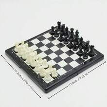 1pc Foldable Magnetic Plastic Chess Board, Portable Travel International Chess Game Set With Pieces - Multicolor - View 7