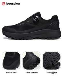 baasploa 1 pereche de cizme de drumeție pentru bărbați, pantofi de drumeție cu cataramă pivotantă, ușoare, antiderapante, pantofi de exterior pentru bărbați, toamna și iarna, pantofi sport de marcă pentru bărbați