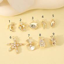 5 Pieces/9 Pieces Delicate And Fashionable Copper Micro-Inlaid Zirconia Pendant DIY Jewelry Necklace Earrings Making Accessories Personalized And Style Can Be Mixed And Matched There Are Gold And Silver To Choose From - DIY Jewelry Pendant - View 3