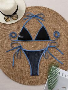 Fashionable Sexy Women's Halter Tie-Front Bikini Two Pieces Swimwear