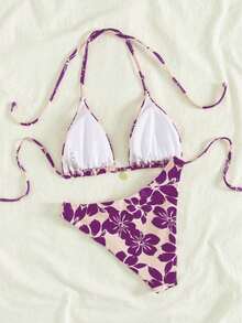 2026年欧美风泳装潮流单品，优雅女士坦克比基尼泳衣，紫色圣诞套装，沙滩罩衫，女士夏季泳衣，女士比基尼套装，碎花上衣，海滩度假，泳池派对，两件套。关注店铺，获取更多优质产品，期待您的好评！ - 紫色 - 查看 4