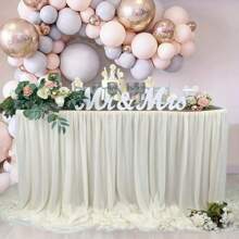 1pc Of 6Ft Chiffon Table Skirt, Suitable For Rectangular Table Chiffon Wedding Tablecloth Transparent Fabric, Suitable For Wedding Birthday Party Decoration