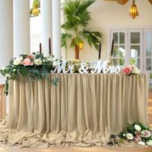 1pc Of 6Ft Chiffon Table Skirt, Suitable For Rectangular Table Chiffon Wedding Tablecloth Transparent Fabric, Suitable For Wedding Birthday Party Decoration